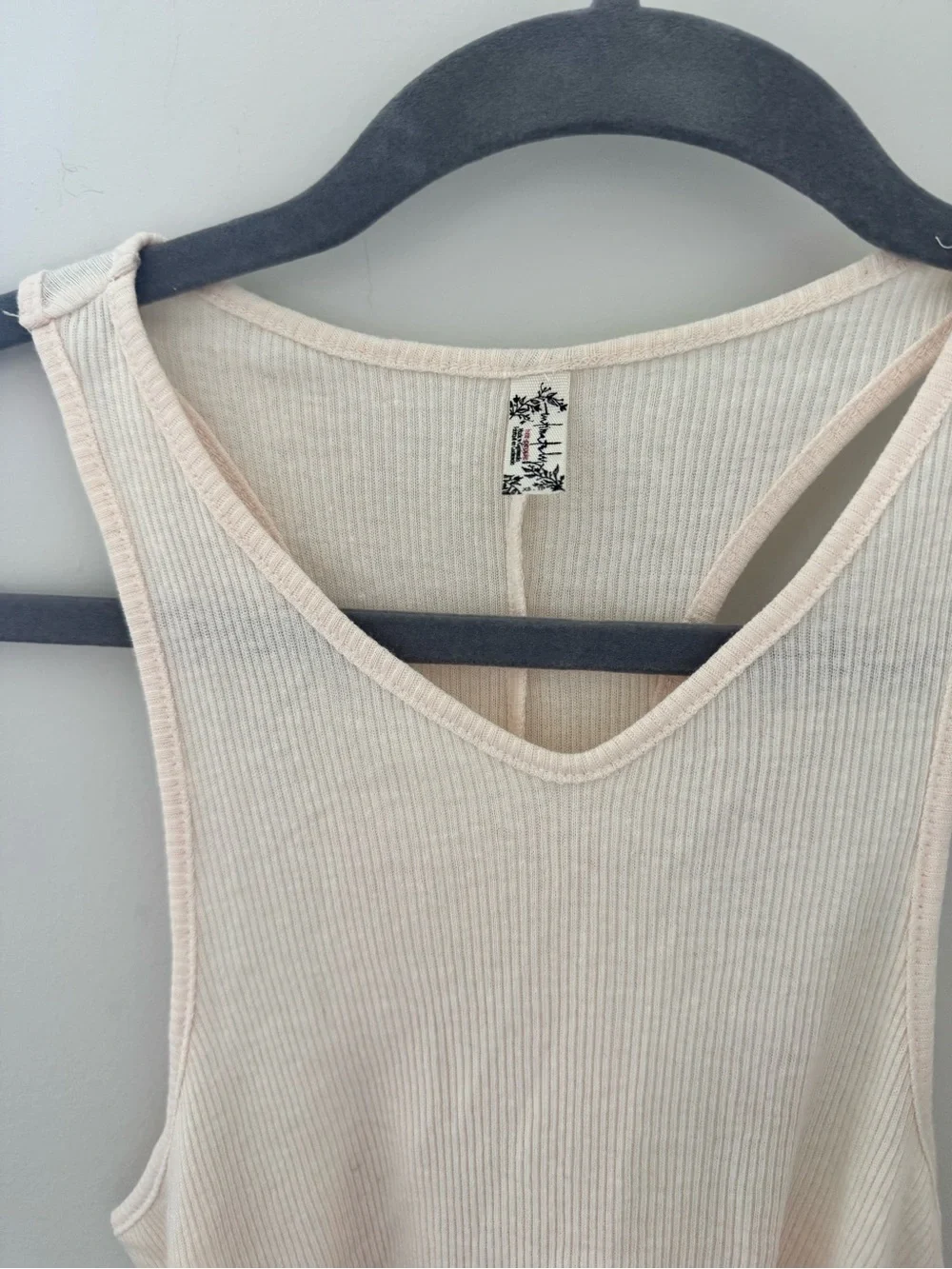 Free People Ribbed V-Neck Tank - Cream